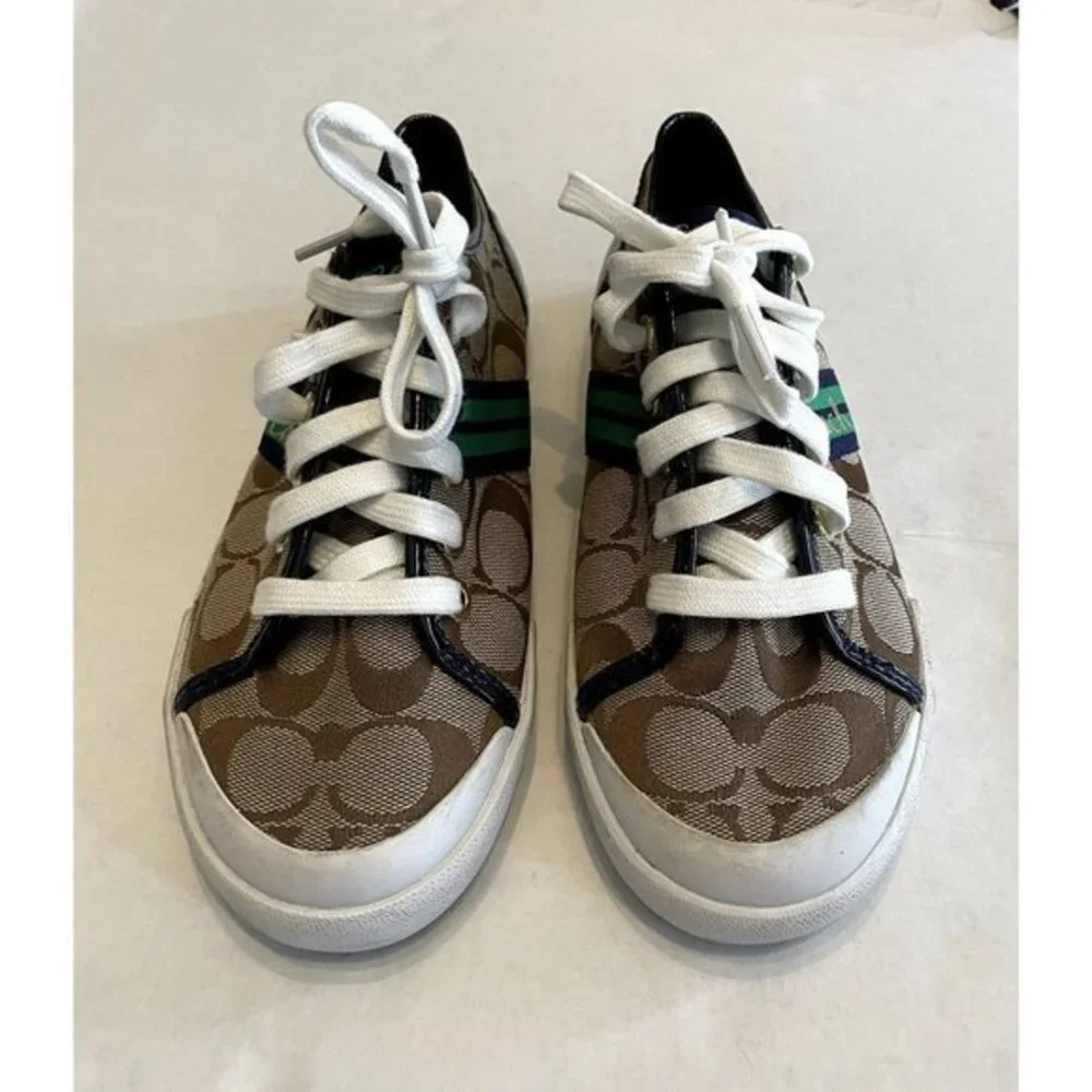 SIZE 6. COACH Folly logo canvas &‎ leather sneakers shoes.
